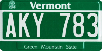 VT license plate AKY783