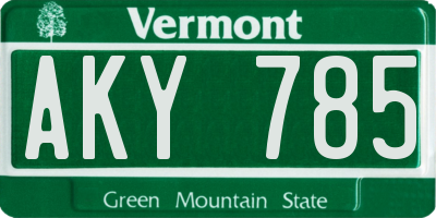 VT license plate AKY785