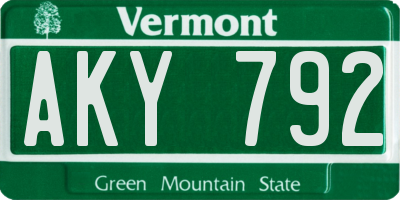 VT license plate AKY792