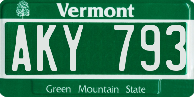 VT license plate AKY793