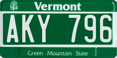 VT license plate AKY796