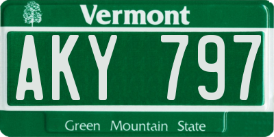 VT license plate AKY797