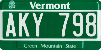 VT license plate AKY798
