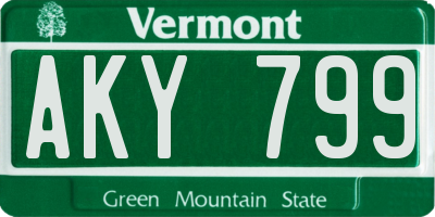 VT license plate AKY799