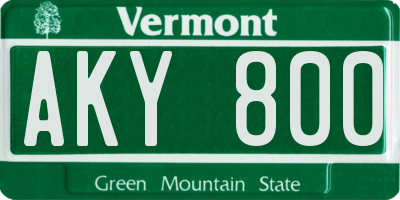 VT license plate AKY800