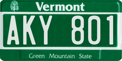 VT license plate AKY801