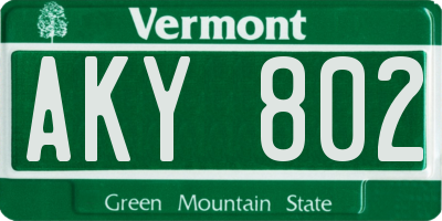VT license plate AKY802