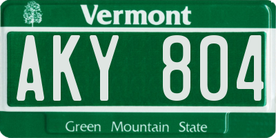 VT license plate AKY804