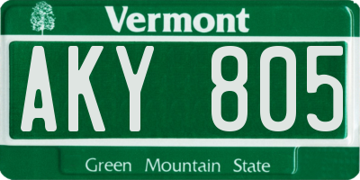 VT license plate AKY805