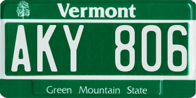VT license plate AKY806