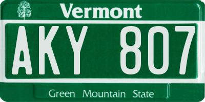 VT license plate AKY807