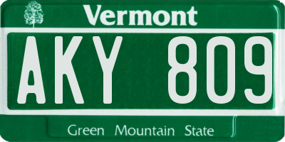 VT license plate AKY809