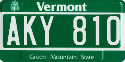 VT license plate AKY810
