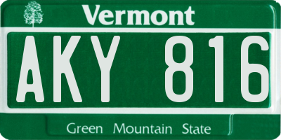 VT license plate AKY816
