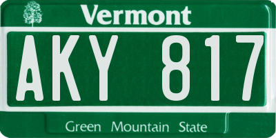 VT license plate AKY817