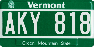 VT license plate AKY818
