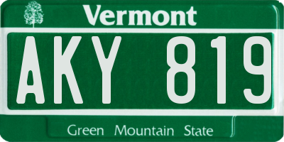 VT license plate AKY819