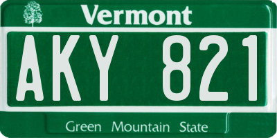 VT license plate AKY821