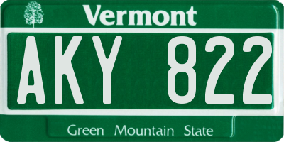 VT license plate AKY822