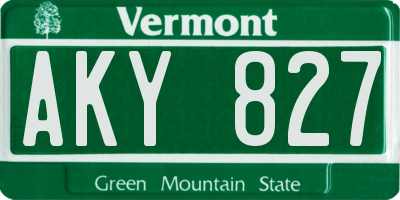 VT license plate AKY827