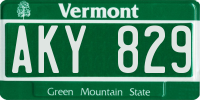 VT license plate AKY829