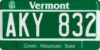 VT license plate AKY832