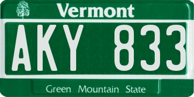 VT license plate AKY833
