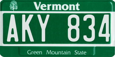 VT license plate AKY834