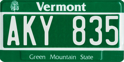 VT license plate AKY835