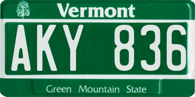 VT license plate AKY836