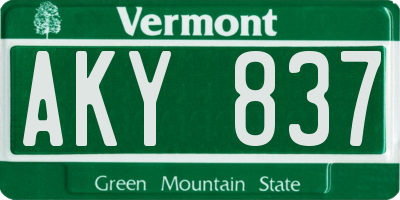 VT license plate AKY837