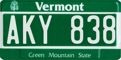 VT license plate AKY838