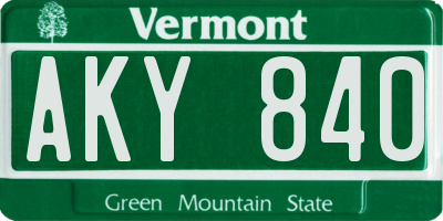 VT license plate AKY840