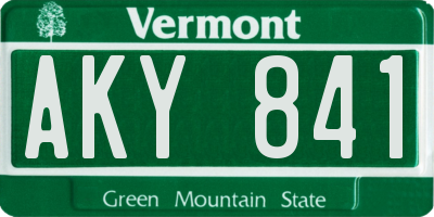 VT license plate AKY841