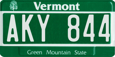 VT license plate AKY844