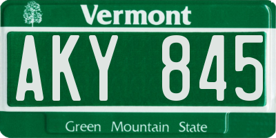 VT license plate AKY845