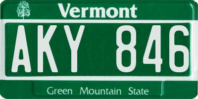 VT license plate AKY846