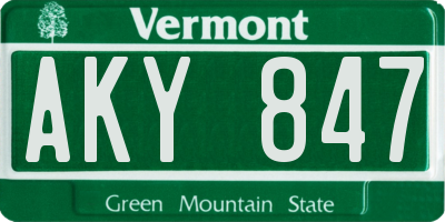 VT license plate AKY847