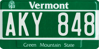VT license plate AKY848