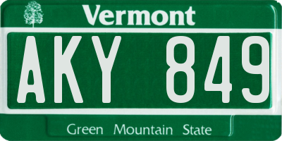 VT license plate AKY849