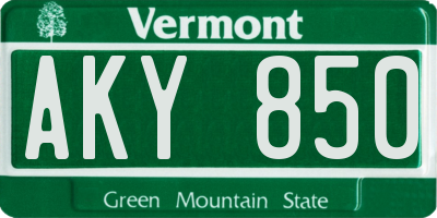 VT license plate AKY850