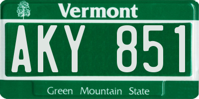 VT license plate AKY851