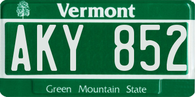 VT license plate AKY852