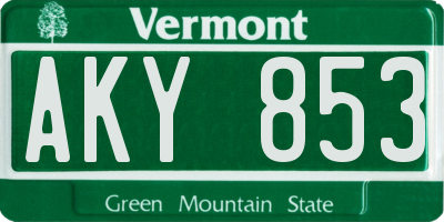 VT license plate AKY853