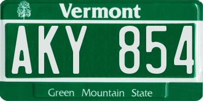 VT license plate AKY854