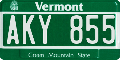 VT license plate AKY855