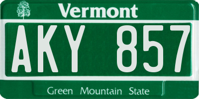 VT license plate AKY857