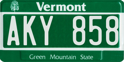 VT license plate AKY858