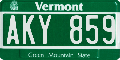 VT license plate AKY859