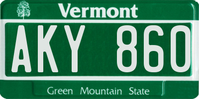 VT license plate AKY860